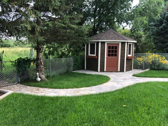 Front view of 8' Catalina Garden Shed located in Perth, Ontario – Summerwood Products
