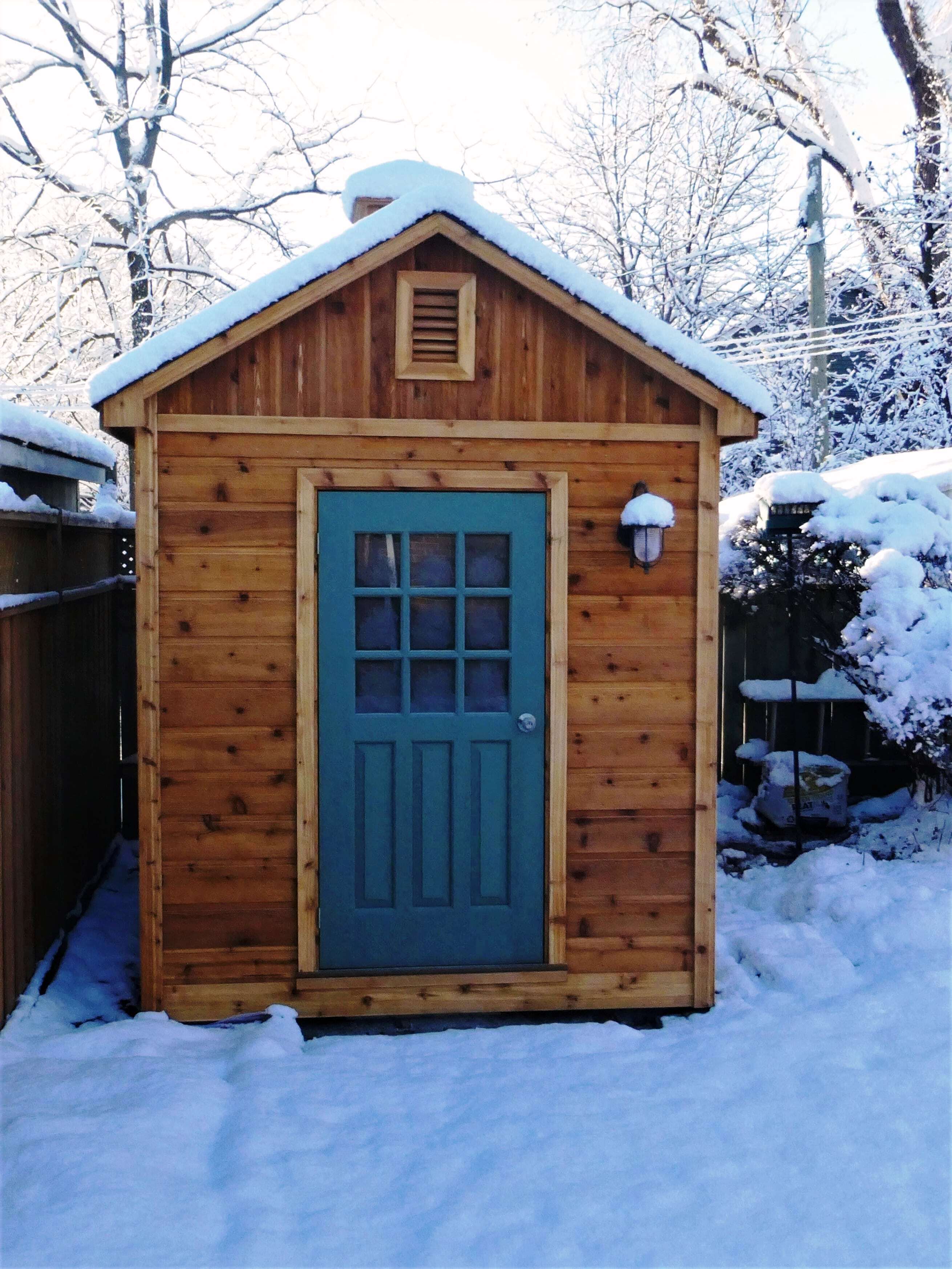 Front view of 7 ’x 9' Palmerston Garden Shed located in Etobicoke, Ontario – Summerwood Products
