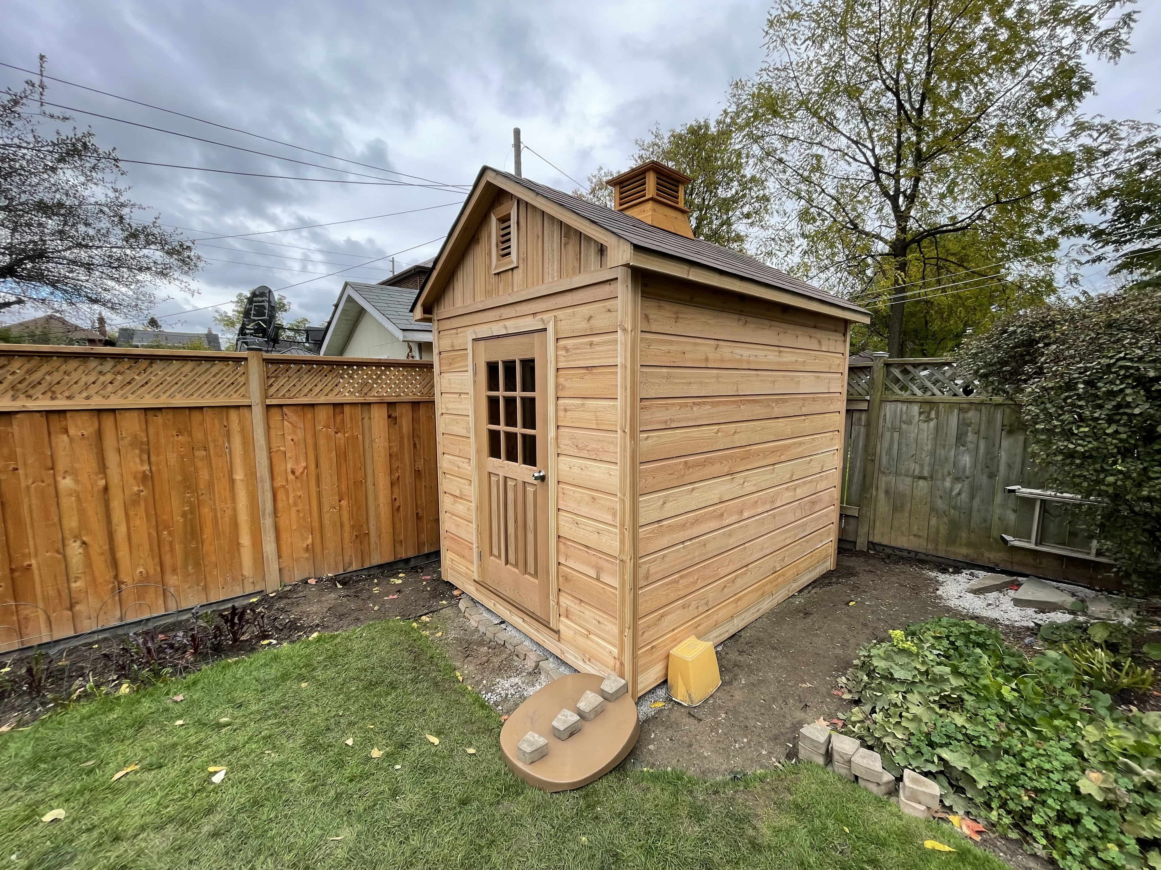 Side view of 7 ’x 9' Palmerston Garden Shed located in Etobicoke, Ontario – Summerwood Products
