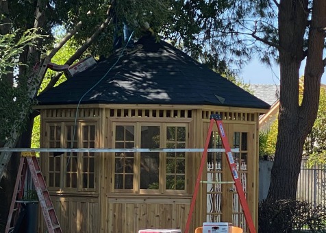 Construction view of 12' San Cristobal Gazebo located in Glendale, California - Summerwood Products