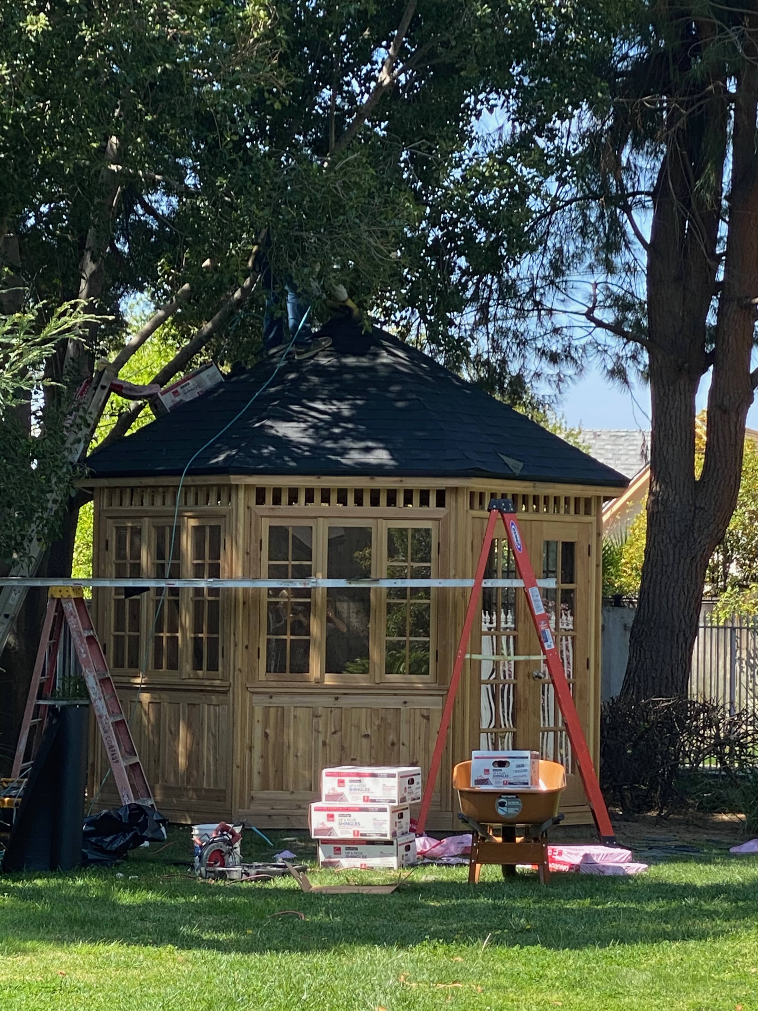Construction view of 12' San Cristobal Gazebo located in Glendale, California - Summerwood Products