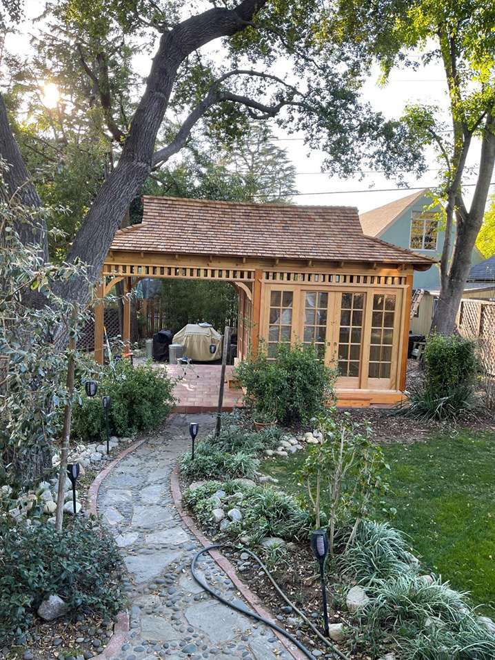 Front Right View of 12' x 20' Bali Tea House Studio located in Altadena California  – Summerwood P