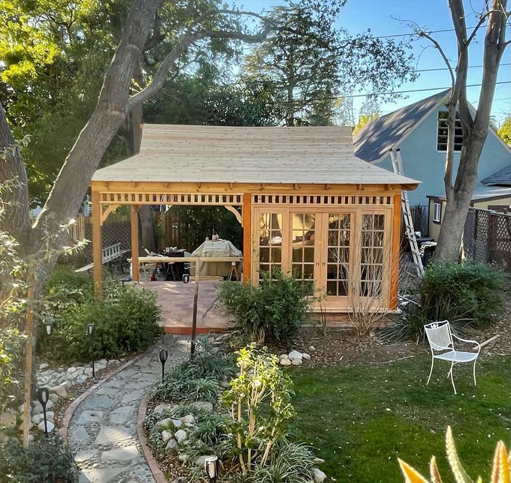 Front Right View of 12' x 20' Bali Tea House Studio located in Altadena California  – Summerwood P