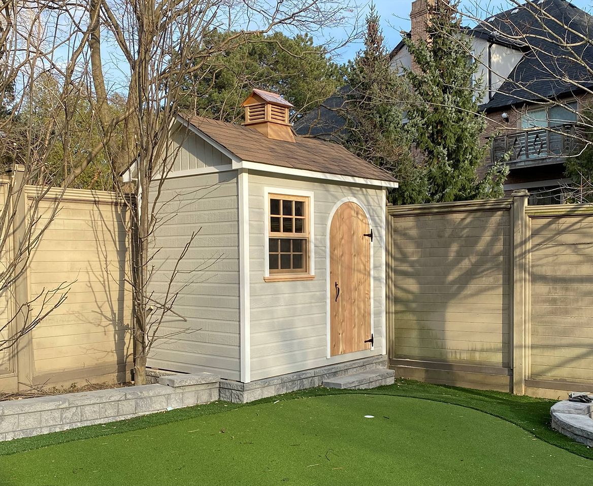 Front Left view of 6' x 9'  Palmerston Garden Sheds located in North York Ontario  – Summerwood Pr