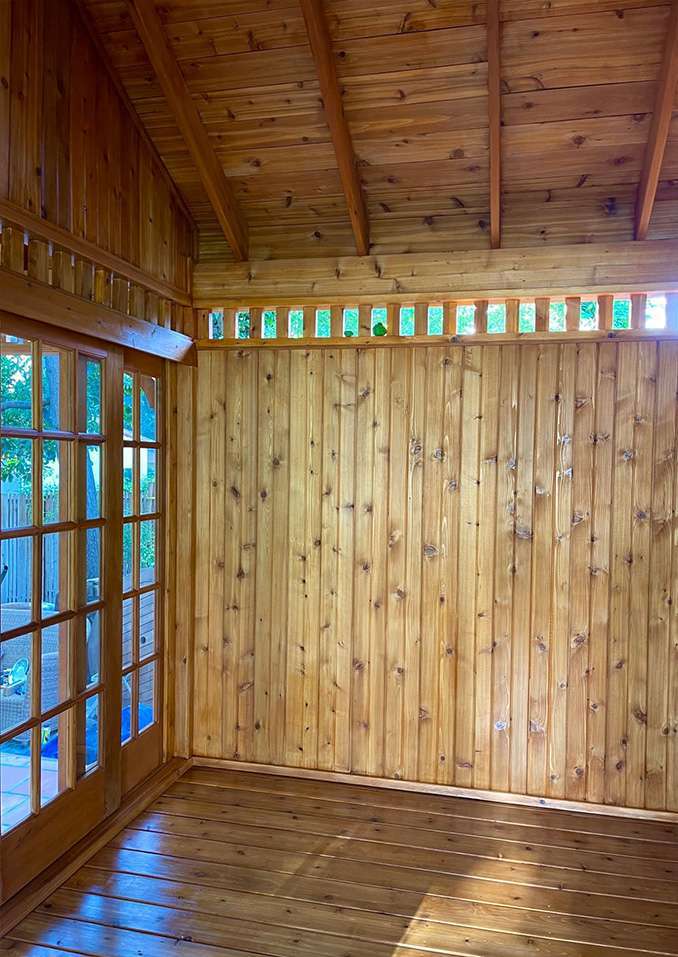 Interior of 12' x 20' Bali Tea House Studio located in Altadena California  – Summerwood Products