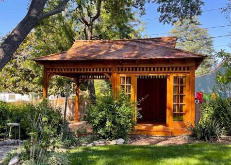 Side view of 12' x 20' Bali Tea House Studio located in Altadena California  – Summerwood Products