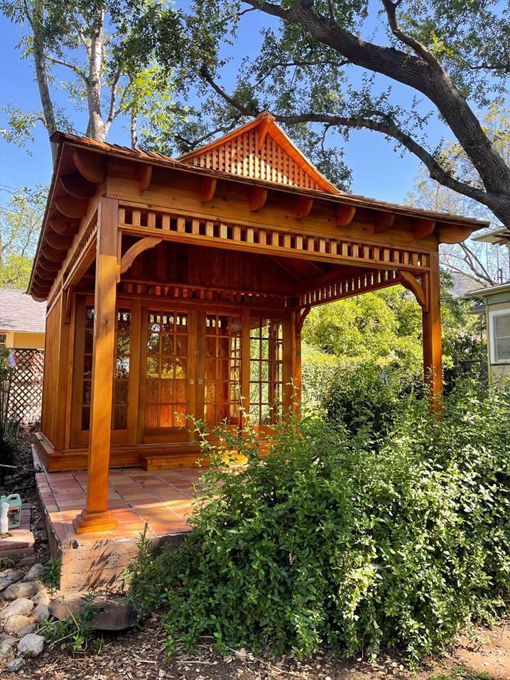 Front Left View of 12' x 20' Bali Tea House Studio located in Altadena California  – Summerwood Pr