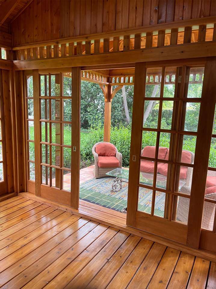 Interior of 12' x 20' Bali Tea House Studio located in Altadena California  – Summerwood Products