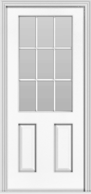 Metal Deluxe 9-Lite Single Door ( Frosted ) (White Polytex Coating, 36"W)