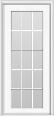 Metal French 15-Lite Single Door (Frosted)(Polytex Coating, 36"W)