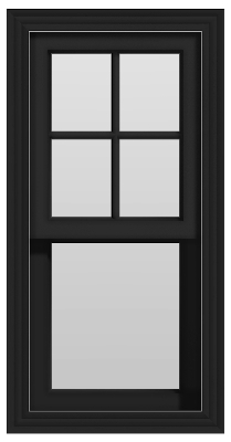 Double Hung Window (Upper Lites Only) - (Black outside/white inside)