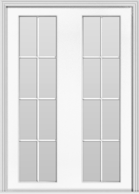 Metal French 16-Lite Double Doors (Polytex Coating, 56"W, with frosted glass)