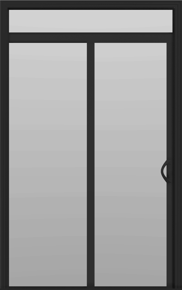 2 Panel - 5' Sliding Patio Doors 80" + 12" Transom - (Black outside/white inside)