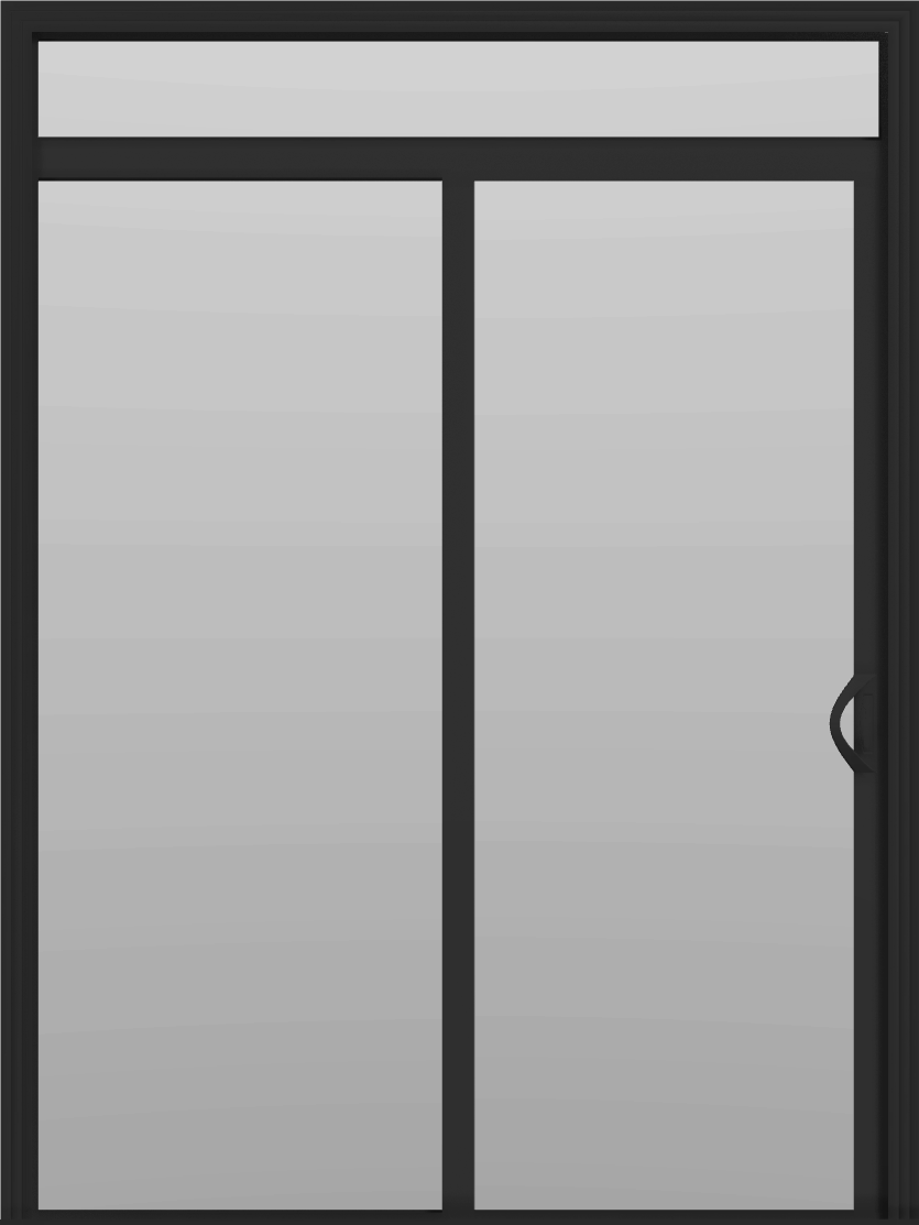 2 Panel - 6' Sliding Patio Doors 80" + 12" Transom - Black