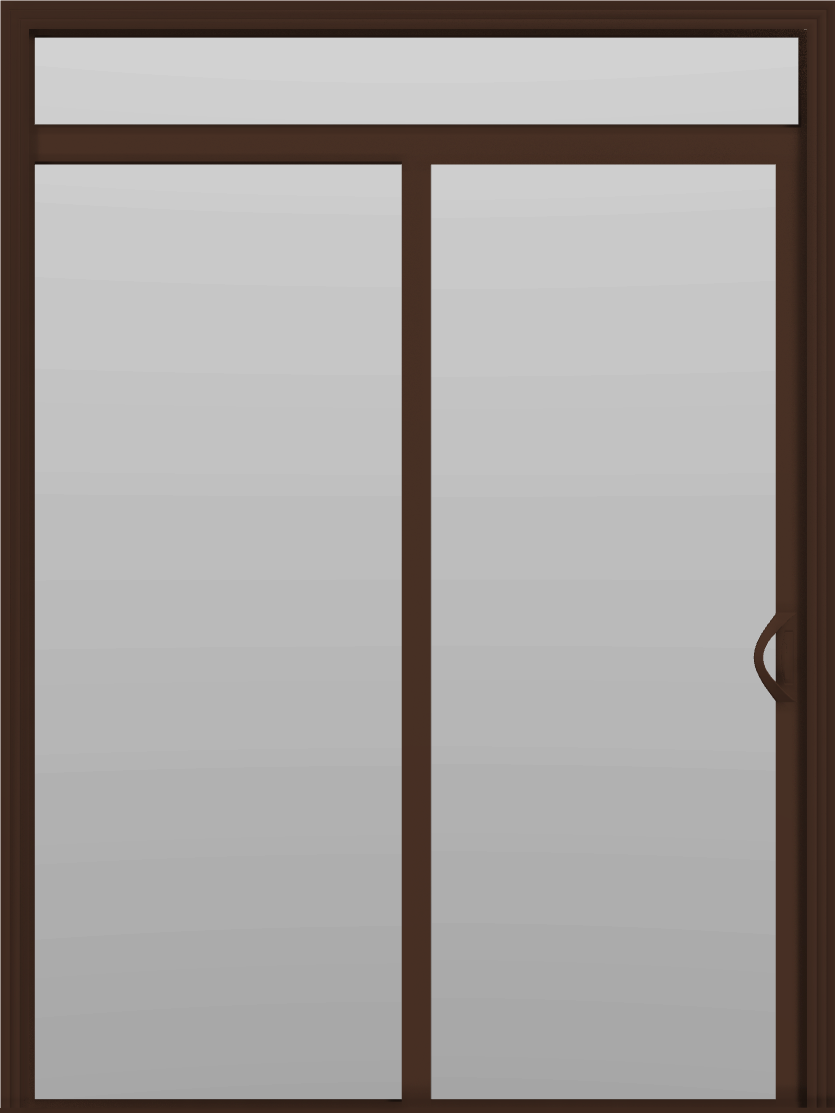 2 Panel - 6' Sliding Patio Doors 80" + 12" Transom - (Brown outside/white inside)