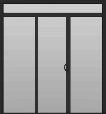 3 Panel - 7.5' Sliding Patio Doors 80" + 12" Transom - (Black outside/white inside)
