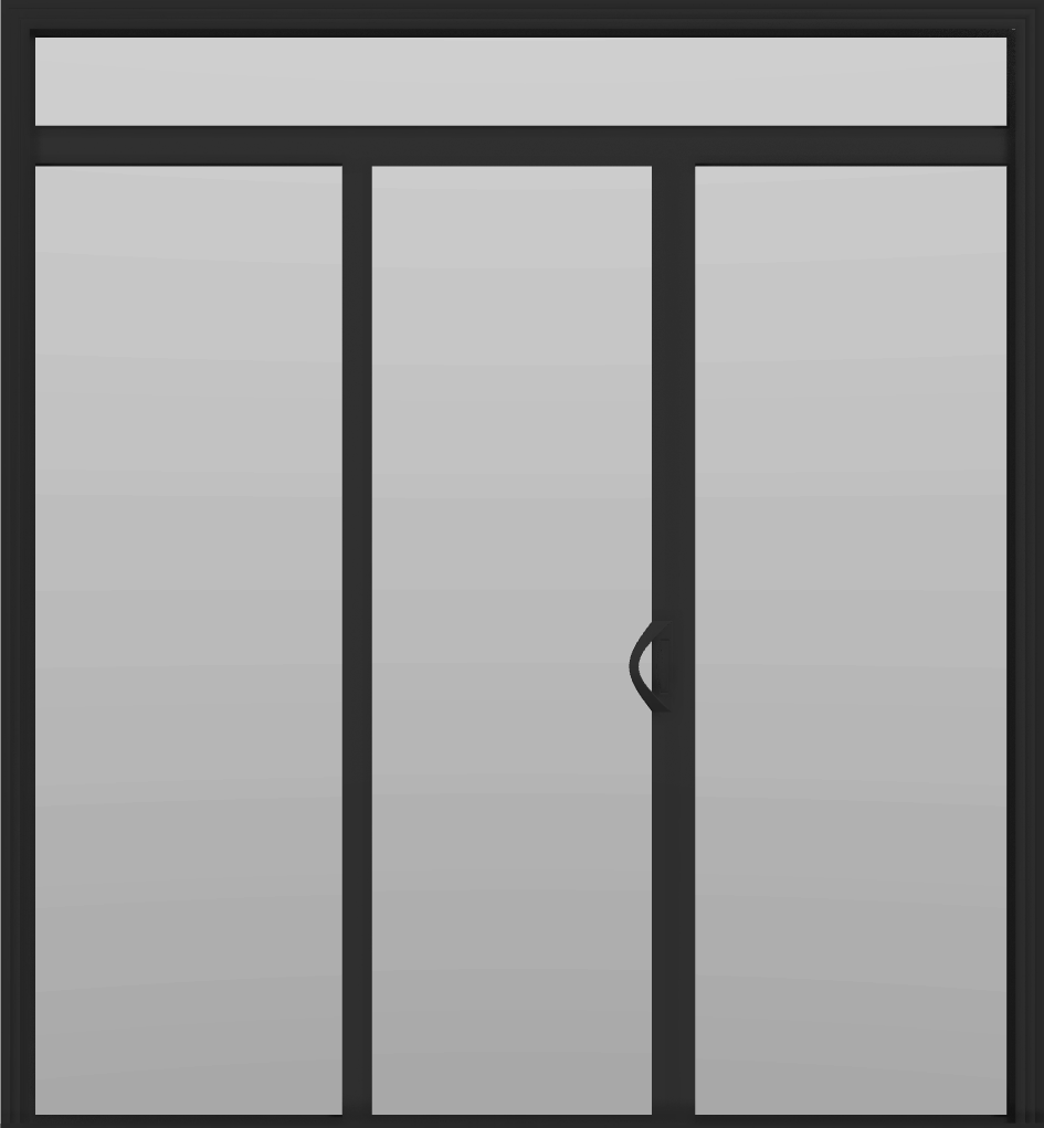 3 Panel - 7.5' Sliding Patio Doors 80" + 12" Transom - (Black outside/white inside)