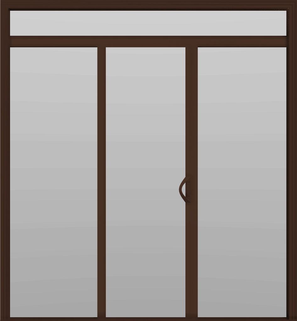 3 Panel - 7.5' Sliding Patio Doors 80" + 12" Transom - (Brown outside/white inside)