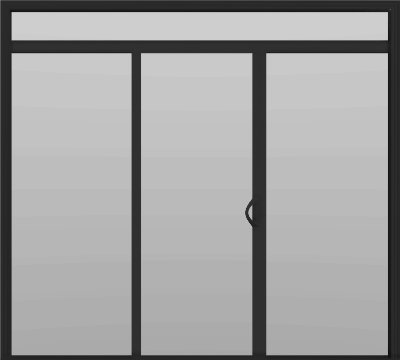 3 Panel - 9' Sliding Patio Doors 80" + 12" Transom - (Black outside/white inside)