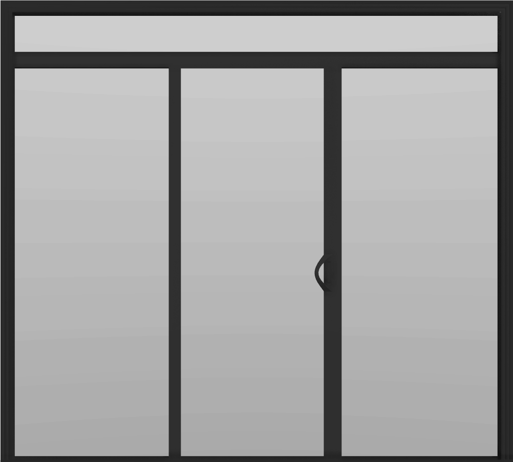 3 Panel - 9' Sliding Patio Doors 80" + 12" Transom - Black