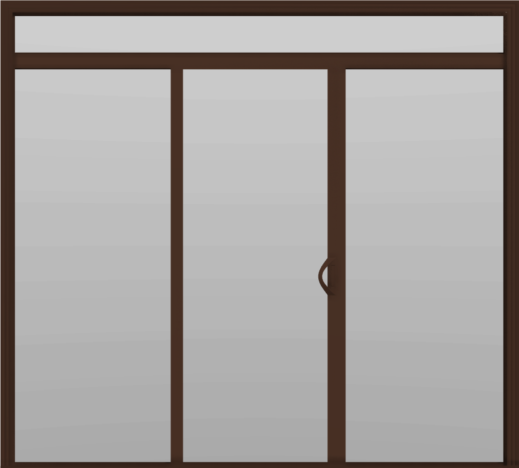 3 Panel - 9' Sliding Patio Doors 80" + 12" Transom - (Brown outside/white inside)