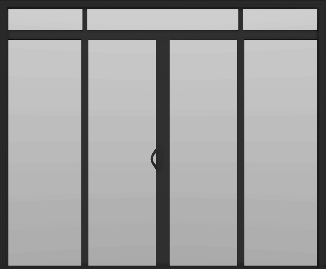 4 Panel - 9.5' Sliding Patio Doors 80" + 12" Transom - Black