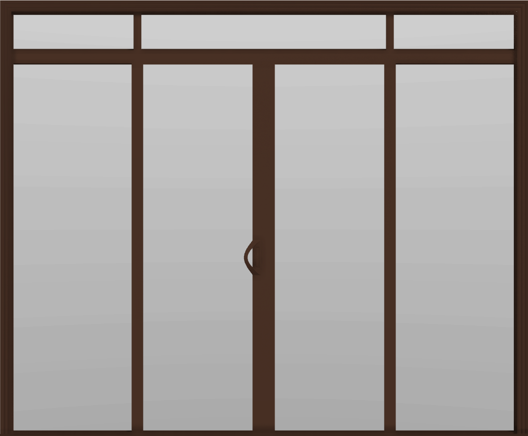 4 Panel - 9.5' Sliding Patio Doors 80" + 12" Transom - (Brown outside/white inside)