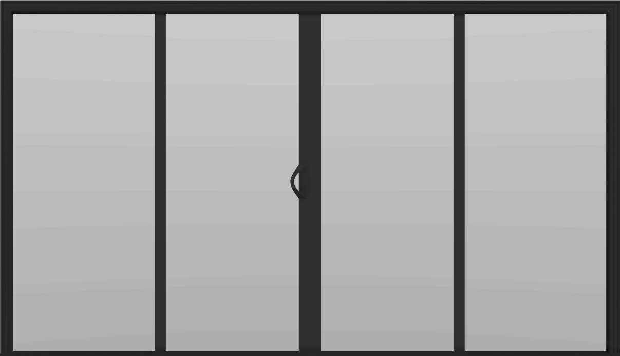 4 Panel - 11.5' Sliding Patio Doors 80" + 12" Transom - (Black outside/white inside)