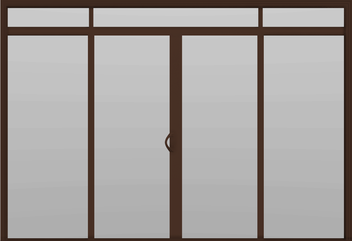 4 Panel - 11.5' Sliding Patio Doors 80" + 12" Transom - (Brown outside/white inside)