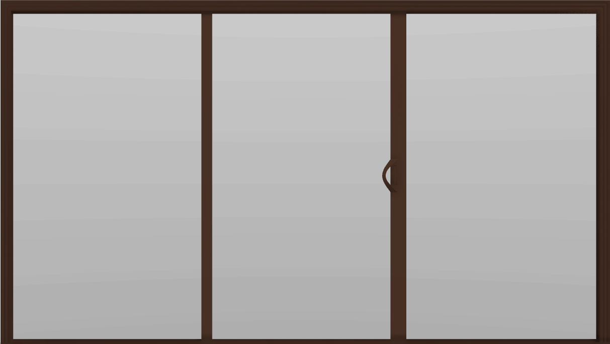 3 Panel - 12' Sliding Patio Doors 80" - (Brown outside/white inside)