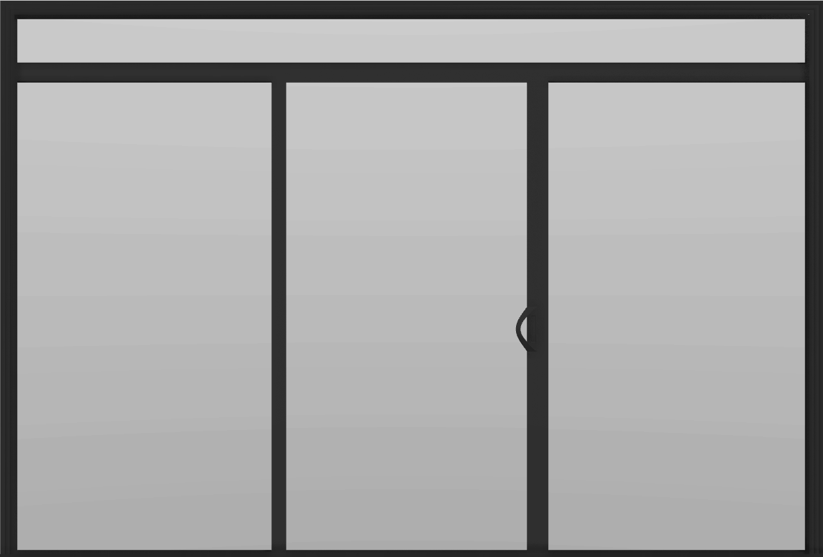 3 Panel - 12' Sliding Patio Doors 80" + 12" Transom - (Black outside/white inside)