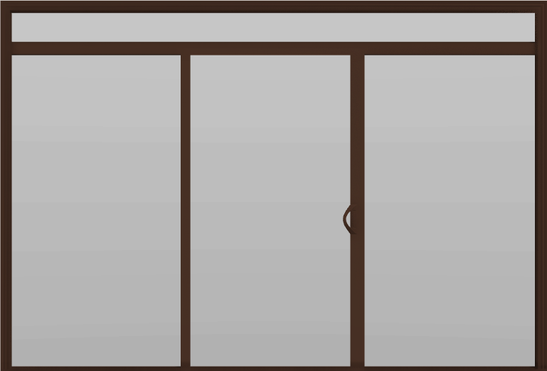 3 Panel - 12' Sliding Patio Doors 80" + 12" Transom - (Brown outside/white inside)