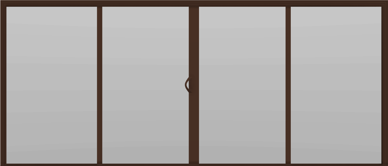 4 Panel - 16' Sliding Patio Doors 80" - (Brown outside/white inside)