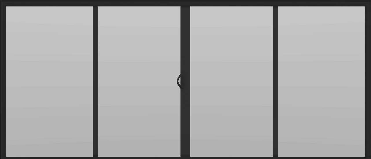 4 Panel - 16' Sliding Patio Doors 80" - (Black outside/white inside)