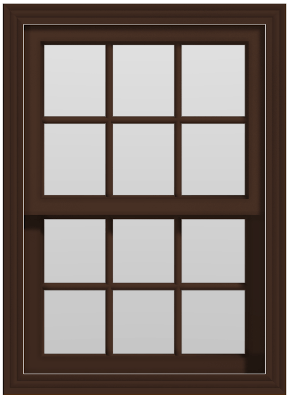 Large Single Hung Window (Full Lites) (Brown)