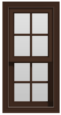 Single Hung Window (Full Lites) - (Brown outside/white inside)