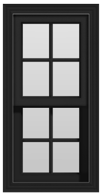 Single Hung Window (Full Lites) - (Black outside/white inside)