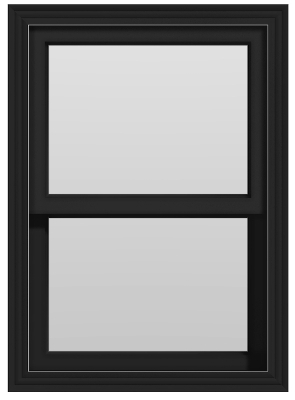 Large Single Hung Window (No Divided Lites) - (Black outside/white inside)