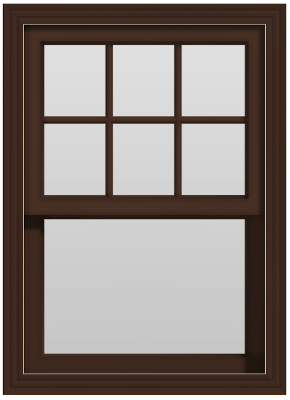 Large Single Hung Window (Upper Lites Only) - (Brown outside/white inside)