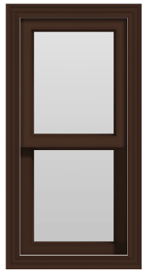 Single Hung Window (No Divided Lites) - (Brown outside/white inside)