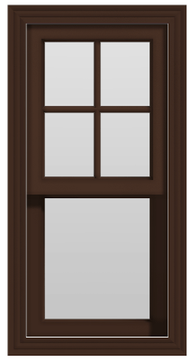 Single Hung Window (Full Lites) - (Brown outside/white inside)