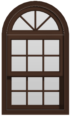 Arch + Single Hung Window - (Brown outside/white inside)