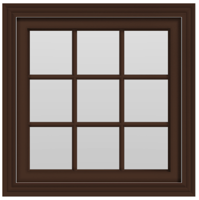 9-Pane Picture Window (fixed) - (Brown outside/white inside)