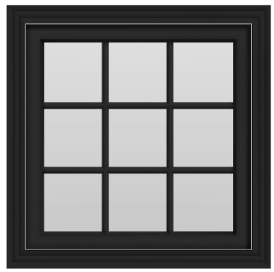 9-Pane Picture Window (fixed) - (Black outside/white inside)