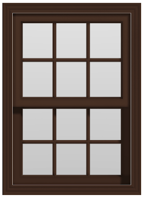 Large Double Hung Window (Full Lites) - (Brown outside/white inside)