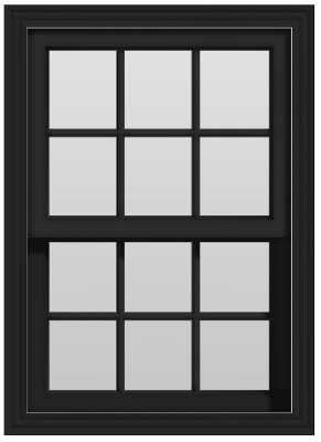 Large Double Hung Window (Full Lites) - (Black outside/white inside)