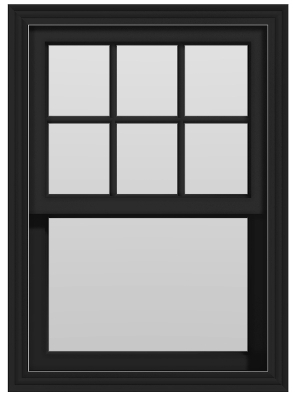 Large Double Hung Window (Upper Lites Only) - (Black outside/white inside)