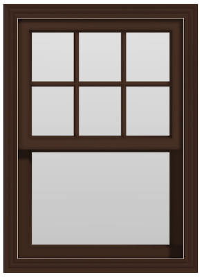 Large Double Hung Window (Upper Lites Only) - (Brown outside/white inside)