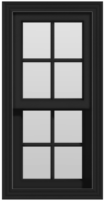 Double Hung Window (Full Lites) - (Black outside/white inside)