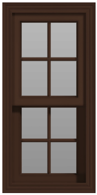 Double Hung Window (Full Lites) - (Brown outside/white inside)